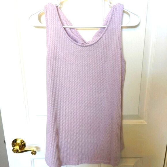 Sinuous lavender waffle-knit tie back tank top - Small - Made in the USA - Picture 3 of 6